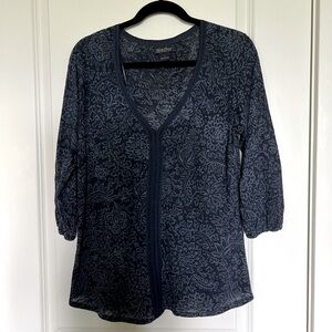 Lucky Brand Navy Blue Tunic Top SZ L